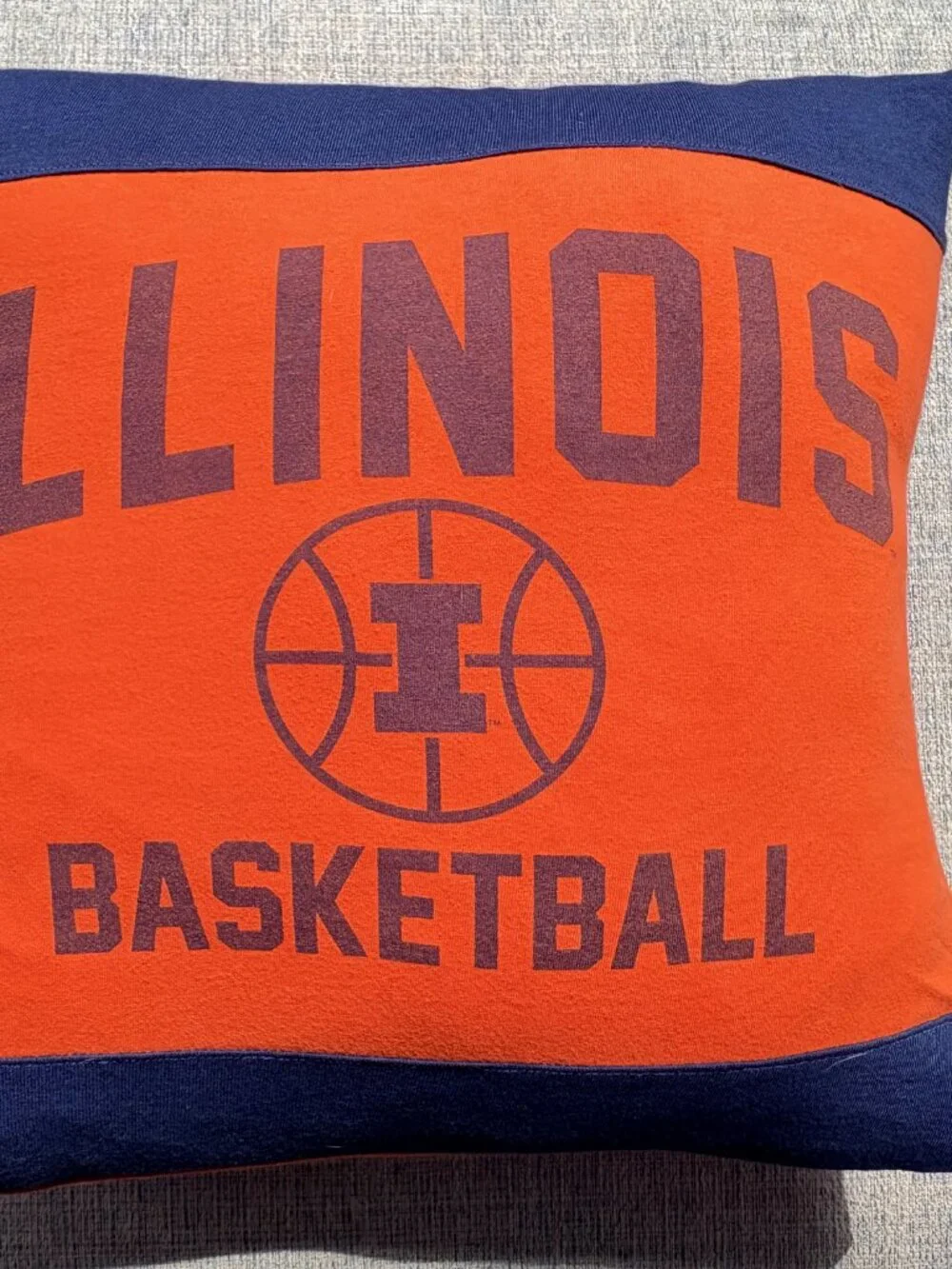 University of Illinois Fighting Illini reworked t-shirt throw pillow cover only